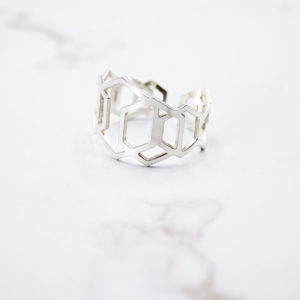 Anillo Plata Hexágonos