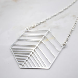 Colgante Plata Hoja Geométrica